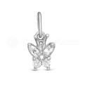 Подвеска из серебра с фианитами Бабочка родированная