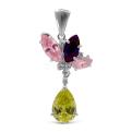 Подвеска из серебра цветными фианитами родированная