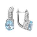Серьги из серебра с нат.топазом и фианитами родированные