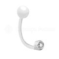 Пирсинг из серебра с фианитом родированный