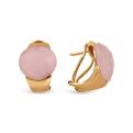 Серьги из золочёного серебра с пл. кварцем цв. розовый
