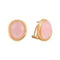 Серьги из золочёного серебра с пл.кварцем цв.розовый