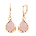 Серьги из золочёного серебра с пл.розовым кварцем