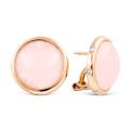 Серьги из золочёного серебра с пл.розовым кварцем и фианитами 