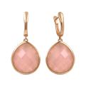 Серьги из золочёного серебра с пл.кварцем цв.розовый