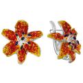 Серьги из серебра с цветной эмалью родированные Лилии