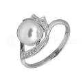 Кольцо из серебра с жемчугом и фианитами