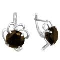 Серьги из серебра с раухтопазом родированные