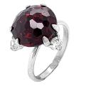 Кольцо из серебра с пл.кварцем цв.гранат родированное