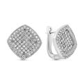 Серьги из серебра с фианитами родированные
