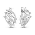 Серьги из серебра с фианитами родированные