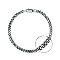 Браслет из чернёного серебра с алмазной огранкой - Панцирный, 21 см