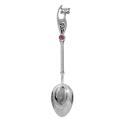 Ложка детская чайная из серебра с фианитом - Киска с цветочком
