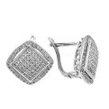 Серьги из серебра с фианитами родированные