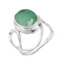 Кольцо из серебра с бериллом изумрудным родированное