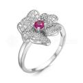 Кольцо из серебра с фианитами родированное
