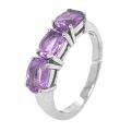 Кольцо из серебра с нат.аметистом родированное
