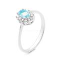 Кольцо из серебра с нат.топазом и фианитами родированное