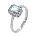 Кольцо из серебра с нат.топазом и фианитами родированное