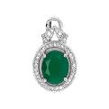 Подвеска из серебра с пл.кварцем цв.изумруд и фианитами родированная