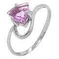 Кольцо из серебра с пл.кварцем цв.аметист родированное