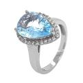 Кольцо из серебра с нат.топазом и фианитами родированное