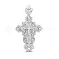 Крест из серебра с фианитами родированный