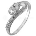 Кольцо из серебра с фианитами родированное