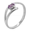 Кольцо из серебра с пл.кварцем цв.аметист родированное