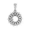 Подвеска из серебра с культ.жемчугом и фианитами родированная