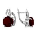 Серьги из серебра с ситаллом гранат родированные