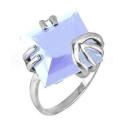 Кольцо из серебра с голубым кварцем родированное