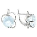 Серьги из серебра с голубым кварцем родированные