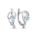 Серьги из серебра с нат.топазом и фианитами родированные