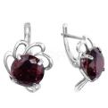Серьги из серебра с кварцем гранат родированные