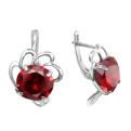 Серьги из серебра с кварцем гранат родированные