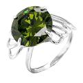 Кольцо из серебра с пл.кварцем цв.зелёный родированное