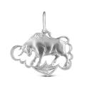 Подвеска из серебра с фианитами родированная - Телец