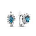 Серьги из серебра с нат.лондон топазом и фианитами родированные