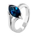 Кольцо из серебра с нат.лондон топазом и фианитами родированное