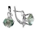 Серьги из серебра с пл.кварцем цв.зелёный родированные