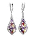 Серьги из серебра с фианитами родированные