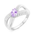 Кольцо из серебра снат.аметистом и фианитами родированное