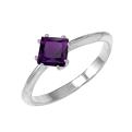 Кольцо из серебра с аметистом родированное