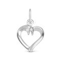 Подвеска из серебра с фианитами родированная - Сердце