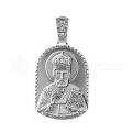 Икона-подвеска нательная из серебра Николай Чудотворец родированная