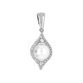 Подвеска из серебра с культ.жемчугом и фианитами родированная