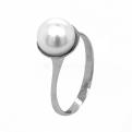 Кольцо из серебра с культ.жемчугом родированное