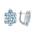 Серьги из серебра с нат.топазом и фианитами родированные
