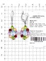 Серьги из серебра с нат.топазом, аметистом, гранатом, цитрином и хризолитом родированные